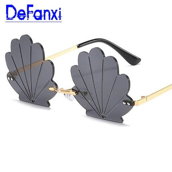 

sunglasses 2021 fashion rimless shell design women metal frameless sun glasses ocean lens female shades oculos uv400, White;black