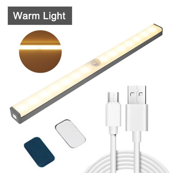 

aluminum alloy night lamp home closet magnetic attraction usb rechargeable led cabinet light energy saving pir motion sensor