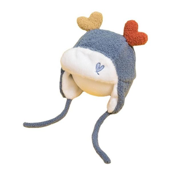 

berets ear protection baby leifeng hat velvet warm winter infant skin-friendly for 6-24 months, Blue;gray
