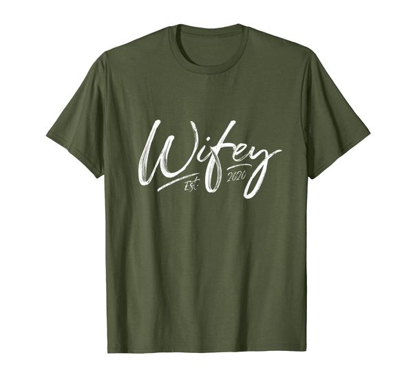 

wifey est 2020 hubby wifey couple gift tee newlywed t-shirt, White;black
