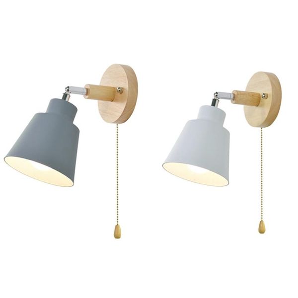 

wall lamp nordic wooden bedside sconce light for bedroom corridor with zip switch y rotatable