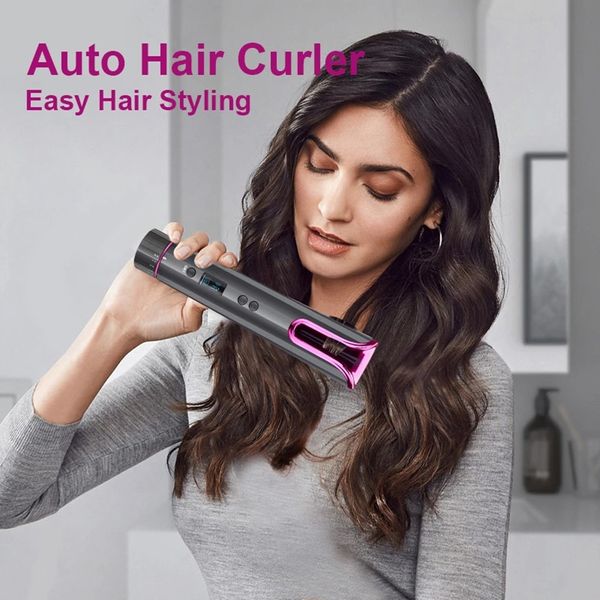 

cordless automatic hair curler curling iron anti-scalding 8s quick styling lcd
