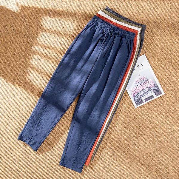 

women's pants & capris 2021 spring cotton trousers casual harem loose ankle length pure color korean ladies leisure pant, Black;white