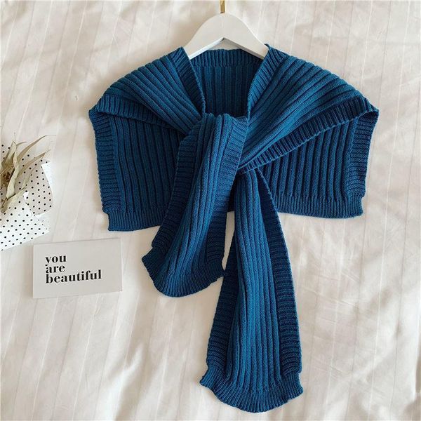 

scarves scarf knitted anti-stripe shawls for women false collar warm, Blue;gray