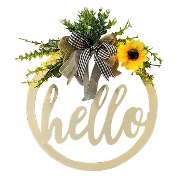 

decorative flowers & wreaths door sign wooden hollow flower welcome hello front decor fashion