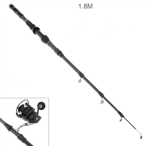 

1.8m carbon fiber black fishing rods fasten guides ultra short 6 section portable pole boat