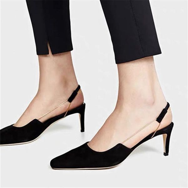 

black women sandals retro square toe high heels prom dress shoes woman summer outside footwear pumps