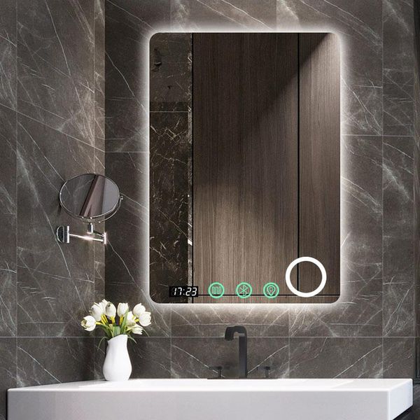 

mirrors 70x90cm smart bluetooth demist rectangular bathroom mirror refection three color led