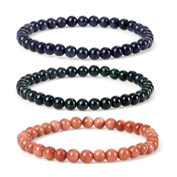 

6mm shiny beads bracelet women charm elastic rope bracelets natural stone couple bangles jewelry for lover gift, Golden;silver
