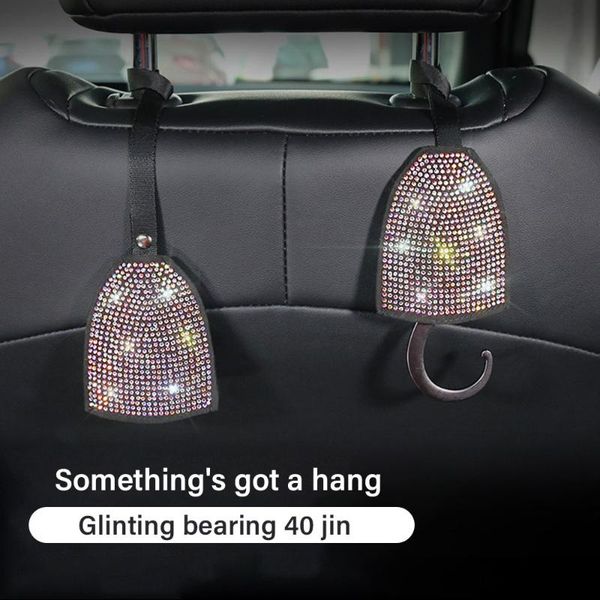 

car organizer space saving hook back seat hidden headrest hanger luster crystal diamond decor accessories for women universal fit