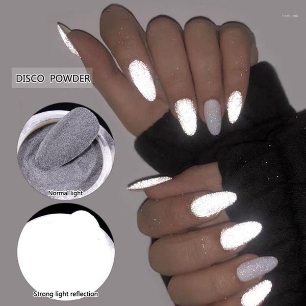 

professional nail art decorations shiny dust glow in the dark sparkling pigment reflective glitter powder1, Silver;gold