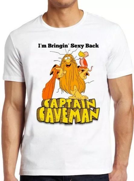 

captain caveman animated 80s tv show cartoon kids cool gift tee t shirt 4344, White;black