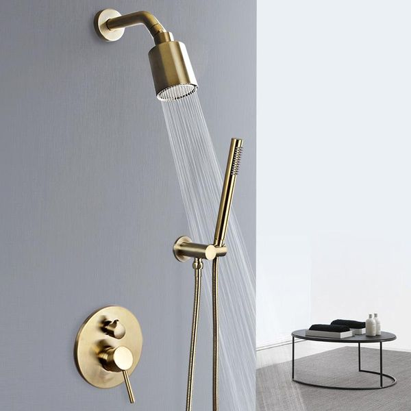 

bathroom shower sets set in wall brushed gold rainfall mixer cold & brass bath and tap faucet