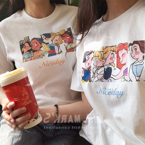 

women's t-shirt cartoon print summer t-shirts women o-neck short sleeve casual loose vintage kawaii shirts korean streetwear, White