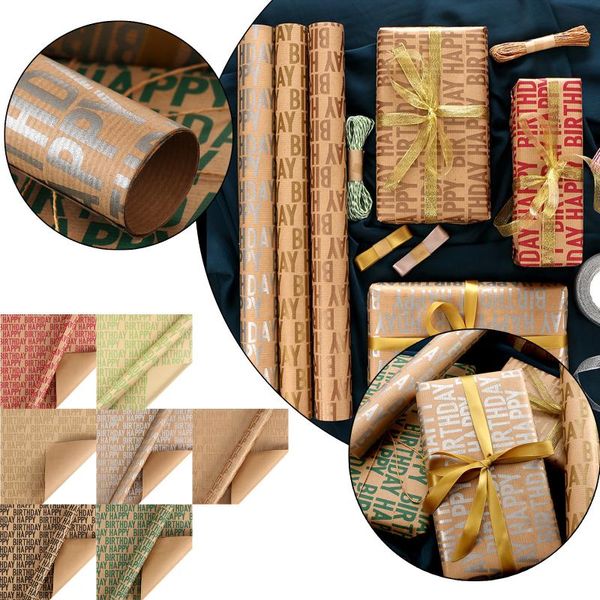 

gift wrap happy birthday kraft wrapping paper retro box diy handmade creative material decor#02