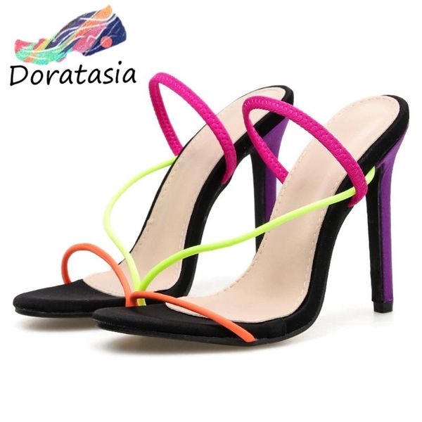 

dress shoes doratasia women summer elegant shallow thin high heels party date mules colorful, Black