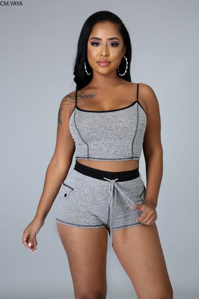 

2021 women two pieces sets summer trasuits sleeveless strap + shorts leggings suit sporty fitness outfits 2pcs gl8682by ai, White