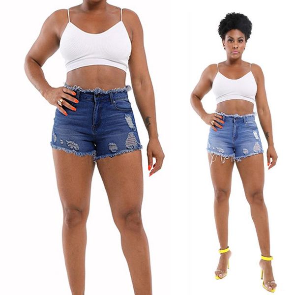 

women's jeans 2021 women high waist shorts fashion oversize denim female skinny ripped short for mom, Blue