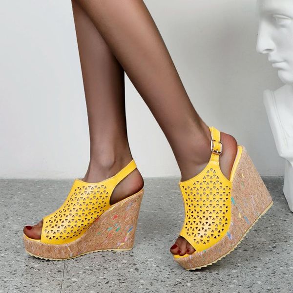 

sandals fanyuan brand women shoes platform non-slip outside female solid wedges heels party woman, Black