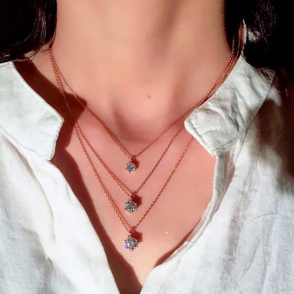 

exquisitesimple clavicle chain jewelry inlaid fashionable round zircon necklace for women luxury namour charm gift all seasons pendant neckl, Silver