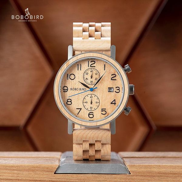 

wristwatches erkek kol saati bobo bird designs watch man wooden band accept drop father's and husband's, Slivery;brown