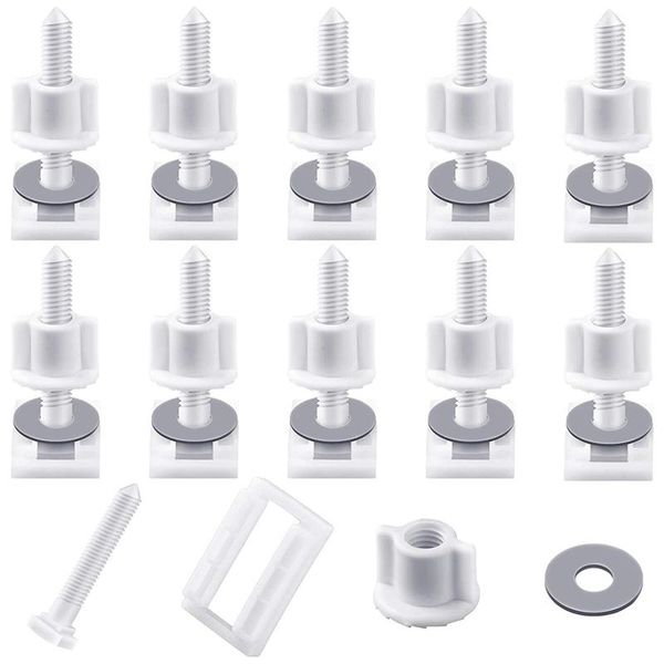 

pieces white plastic toilet seat screws and nuts with rubber washers, hinge bolts hinges replacement parts covers