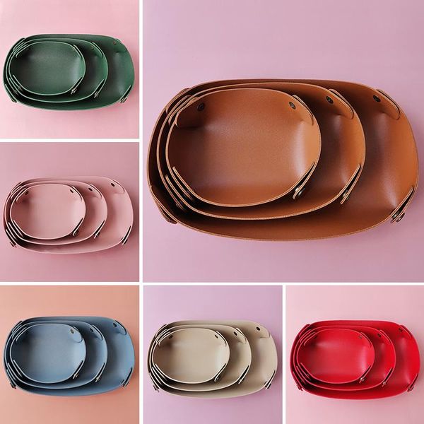 

storage baskets 1pc creative household daily use leather sundries box key coin watch cosmetic desktray basket