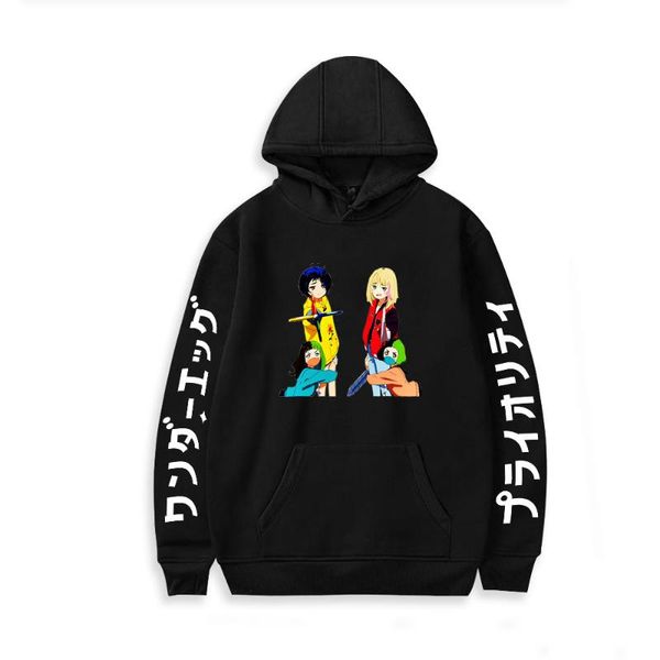 

women's hoodies & sweatshirts wonder egg priority anime ooto men woman fashion solid fleece hip hop hoody male brand casual coat, Black