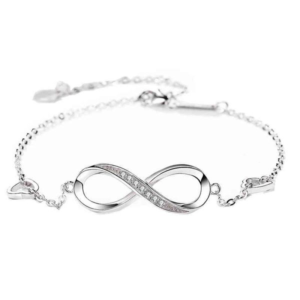

selling simple fashion figure 8 bracelets & bangl heart diamond sier bracelet, Golden;silver