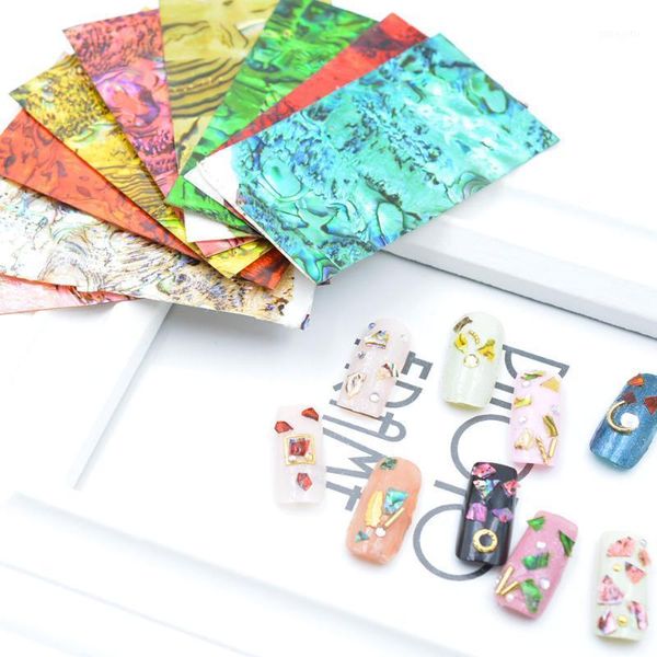 

1pcs/pack gradient mermaid flakes nail foil seaside abalone shell art sticker decals adhesive decoration1, Silver;gold