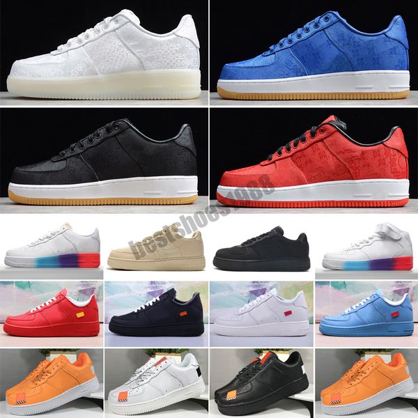 Fly AF1 Nike Air Force 1 Top Quality Homens Baixa Skate Shoes Forças Um Unisex Knit Euro Alta Mulheres Todo Branco Preto Vermelho Vermelho Casual Sho tamanho 36-45