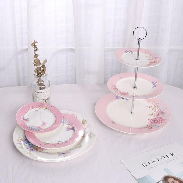 

dishes & plates ceramic snack tray with three layers large capacity farmhouse european style multifunctional fruit dessert plate