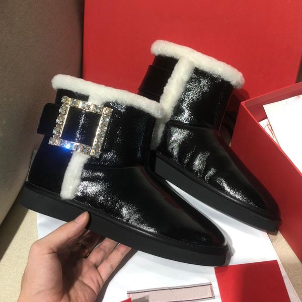 

boots snow women short ladies ankle luxury crystal bota feminina brand shoes winter warm botas mujer, Black