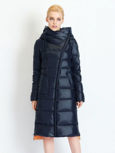 

miegofce slant pocket zipper up hooded puffer winter coat 41ub#, Black