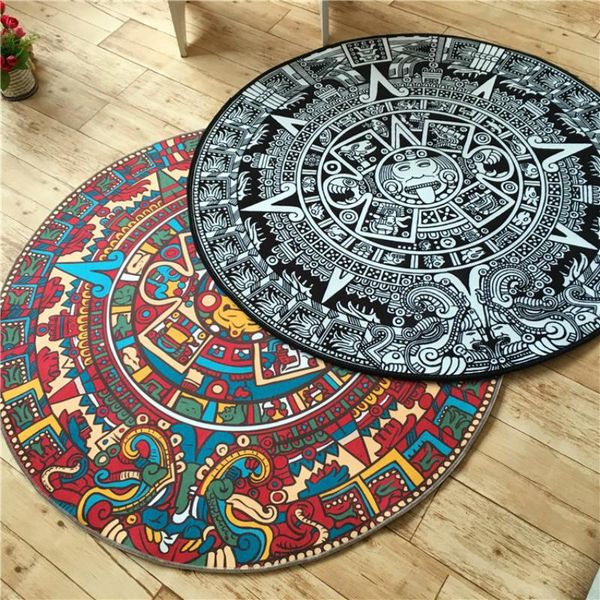 

carpets quality round rugs living room doormat cartoon door floor mat for bedroom creative mayan culture decor anti-slip carpet