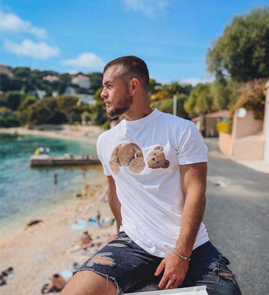 

fashion summer men and womens t-shirts mans palms stylist tee guillotine bear printed short sleeve truncated bears angels tees, White;black