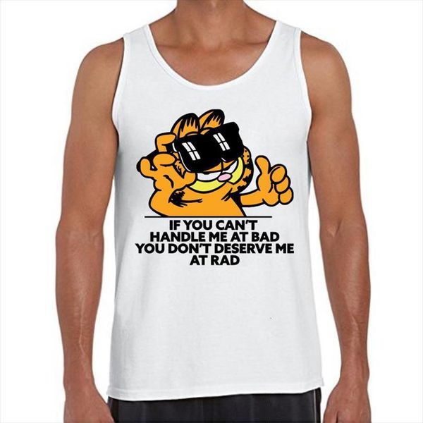 

garf summer men tank funny sunglass garfield printed vest sleeveless tee cool o neck, White;black
