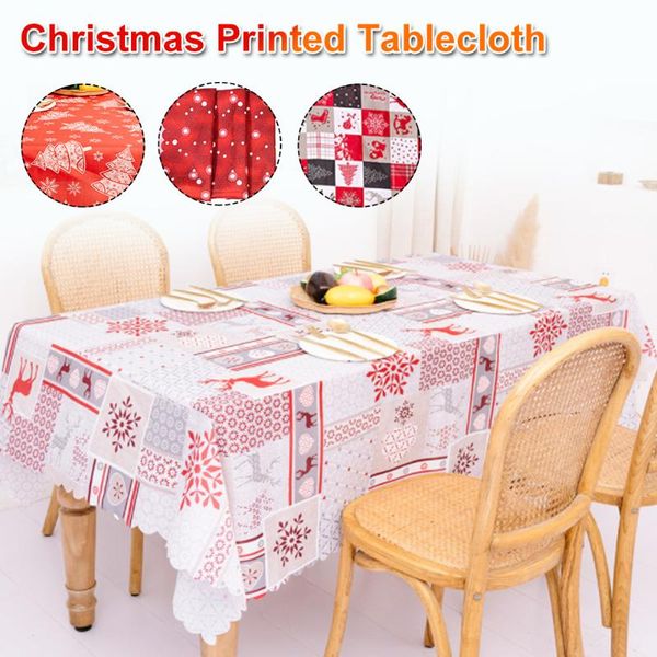 

table cloth christmas dinner party year printed rectangle pvc tablecloth cover kitchen decorations