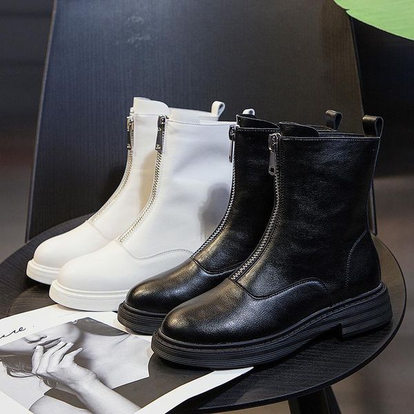 

boots women's front zipper of spring and autumn product 2021, Black