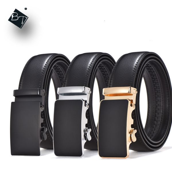 

bt men's leather automatic belt buckle business, Black;brown