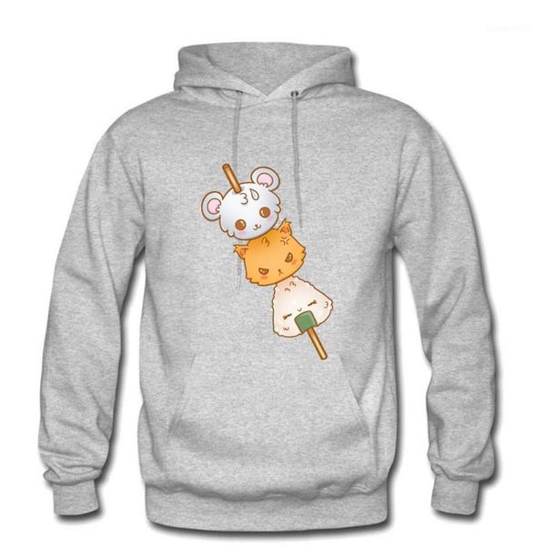 

men's hoodies & sweatshirts male clothing fruits basket cotton fleece warm cute kawaii cat onigiri long sleeve hooded sweatshir, Black