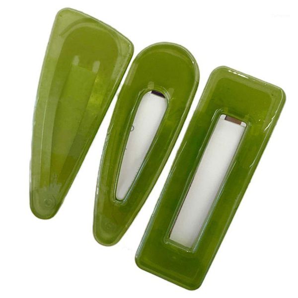 

3pcs candy color bb hair clips acrylic transparent jelly geometric snap barrette j78e1