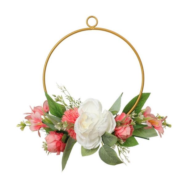 

decorative flowers & wreaths geometric iron artificial flower wreath handmade garland for front door wall wedding party farmhouse home livin