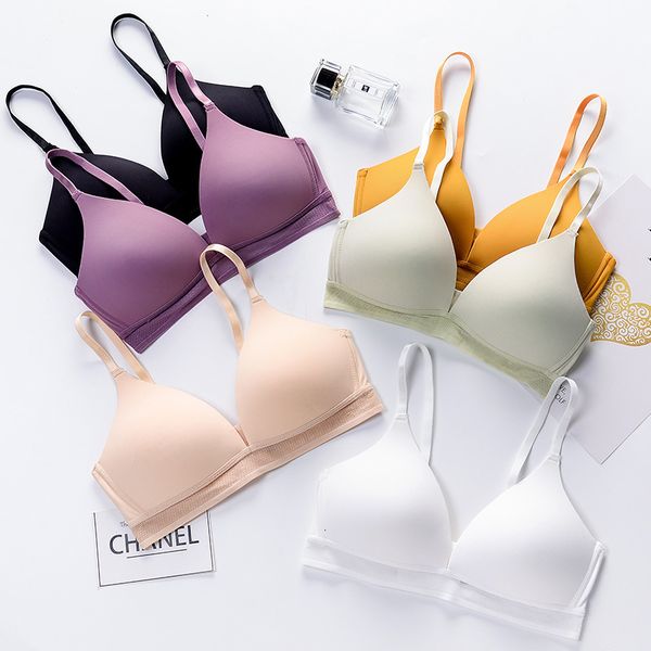 

summer spring and thin smooth underwear women's small bra without steel ring student sports, Red;black