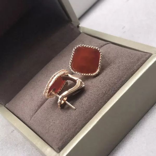 

fashion vintage 4/four leaf clover charm stud earrings party mother-of-pearl 18k gold plated agate women girl valentines mothers day wedding