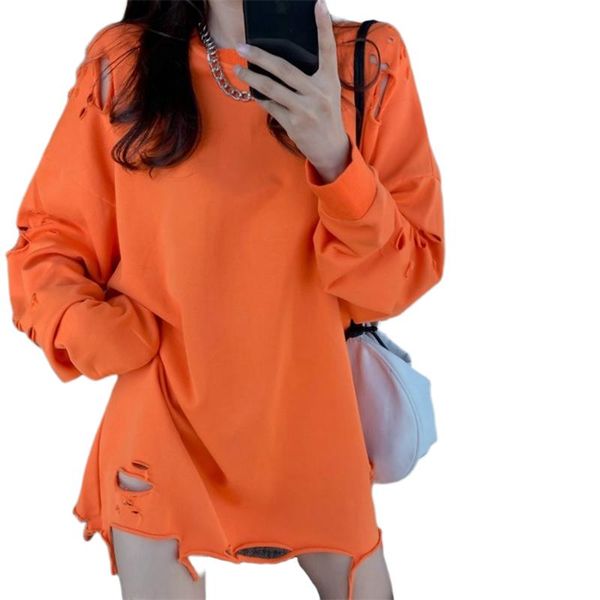 

women's hoodies & sweatshirts hiphop ripped long sleeve for girl women streetwear autumn 2021 plus size oversized hoodie pullover lt992, Black