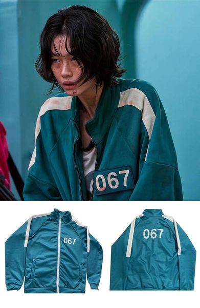 

squid game merch sweatshirt stand collar 456 sweatshirt 067 jacket cotton fleece cloth casual streetwear pullovers coat, Black