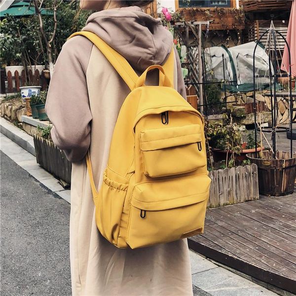 

backpack solid color for women 2021 waterproof nylon multi pocket travel backpacks large capacity school bag teenage