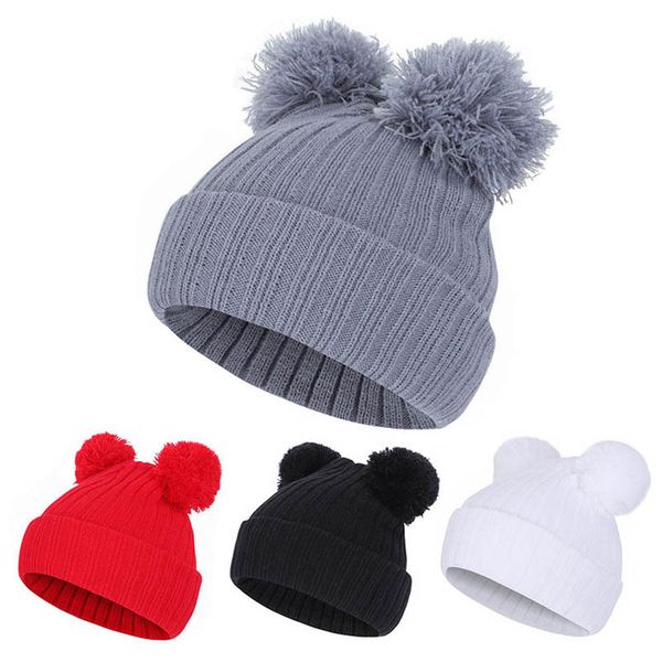 

baby caps kids hats boys girls hat autumn winter cotton thick cute warm wool beanies children knitted accessories 1-9 years old b7506, Yellow