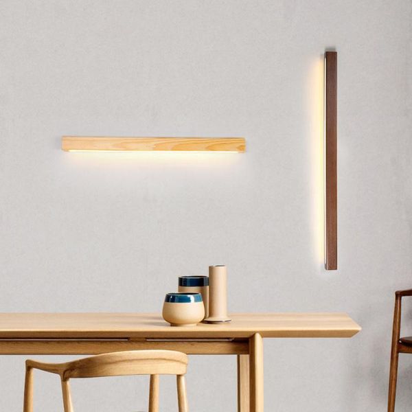 

hartisan wooden long strip wall light 60cm 80cm led modern simplicity linear lamp bedroom home decor lighting mirror lights lamps